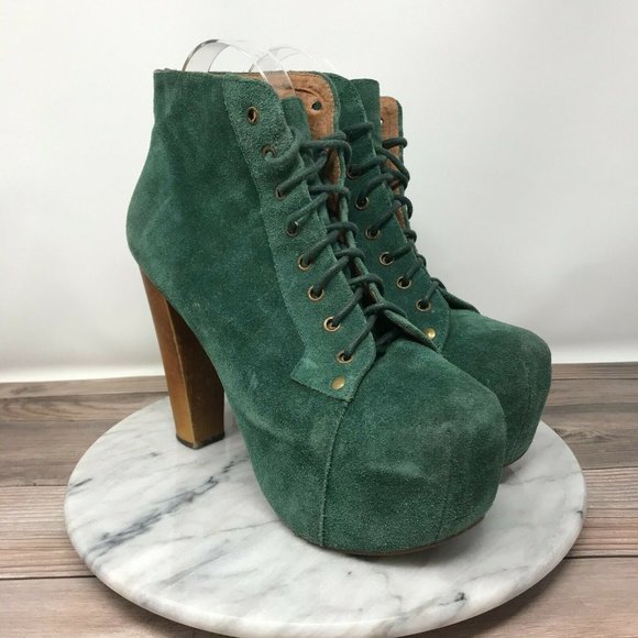 Jeffrey Campbell Shoes - Jeffrey Campbell Lita Green Suede Platform Boots